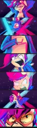 Size: 2000x6900 | Tagged: safe, artist:spanish-scoot, derpibooru import, scootaloo, pony, bipedal, clothes, comic, goggles, simon, solo, tengen toppa gurren lagann