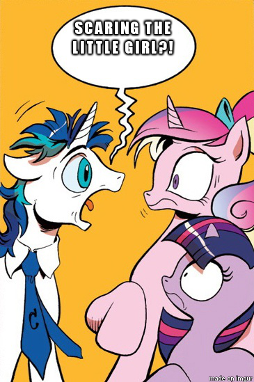 Size: 365x549 | Tagged: safe, derpibooru import, edit, idw, princess cadance, shining armor, twilight sparkle, alicorn, pony, unicorn, spoiler:comic, spoiler:comic11, exploitable meme, female, filly, filly twilight sparkle, male, meme, screaming armor, teen princess cadance, the langoliers, younger