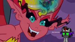 Size: 1023x575 | Tagged: safe, artist:nukarulesthehouse1, artist:zutheskunk edits, derpibooru import, screencap, king sombra, sunset shimmer, pony, unicorn, equestria girls, me gusta, sombra eyes, sunset satan