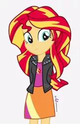 Size: 285x441 | Tagged: safe, artist:dm29, derpibooru import, sunset shimmer, equestria girls, cute, shimmerbetes, simple background, smiling, solo, white background