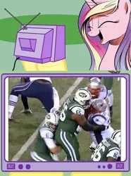 Size: 564x760 | Tagged: american football, cadance laughs at your misery, derpibooru import, exploitable meme, meme, new england patriots, nfl, obligatory pony, princess cadance, safe, tv meme