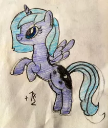 Size: 1677x1989 | Tagged: safe, artist:dassboshit, artist:karmakstylez, derpibooru import, princess luna, drawing, pencil drawing, smiling, traditional art, younger