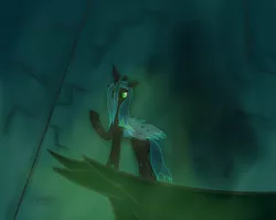 Size: 1066x850 | Tagged: artist:breezethepony, be prepared, changeling, crossover, derpibooru import, parody, queen chrysalis, safe, scene interpretation, solo, the lion king