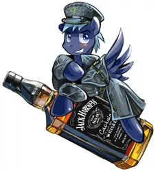 Size: 560x600 | Tagged: alcohol, artist:saturnspace, clockwise whooves, derpibooru import, jack daniel's, jack harkness, safe, solo, star hunter, whiskey