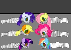 Size: 1000x700 | Tagged: 1000 hours in pony creator, applejack, artist:hunter117x, bondage, cloth gag, derpibooru import, fluttershy, gag, hypnosis, hypnotized, mane six, mummification, pinkie pie, pony creator, rainbow dash, rarity, safe, twilight sparkle