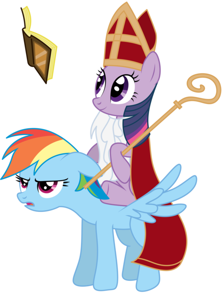 Size: 3543x4683 | Tagged: amerigo, artist:axemgr, book, derpibooru import, rainbow dash, safe, simple background, sinterklaas, transparent background, twilight sparkle, vector