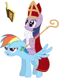 Size: 3543x4683 | Tagged: amerigo, artist:axemgr, book, derpibooru import, rainbow dash, safe, simple background, sinterklaas, transparent background, twilight sparkle, vector