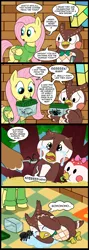 Size: 712x2000 | Tagged: animal crossing, artist:madmax, blathers, bottomless, bowtie, clothes, comic, comic:the town, crying, fetal position, fluttershy, insect, partial nudity, ptsd, safe, spider, sweater, sweatershy, tarantula