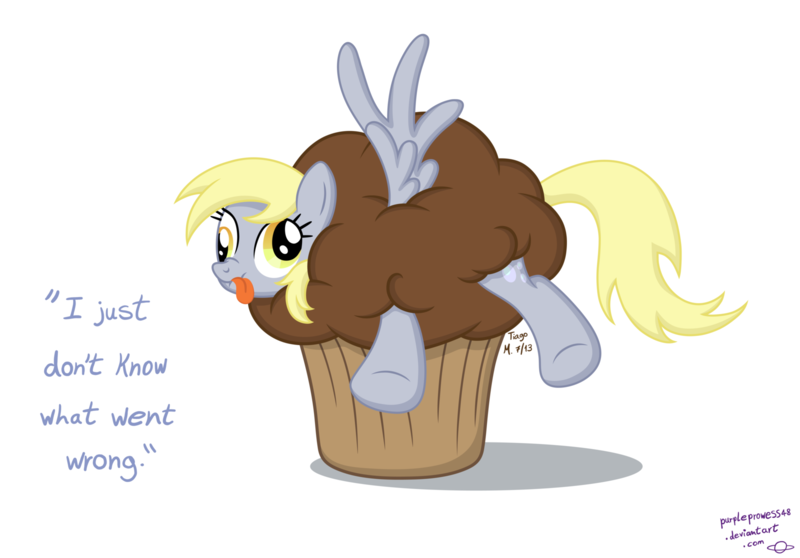 Size: 1600x1116 | Tagged: safe, artist:purpleprowess48, derpibooru import, derpy hooves, pegasus, pony, female, mare, muffin, quote, solo