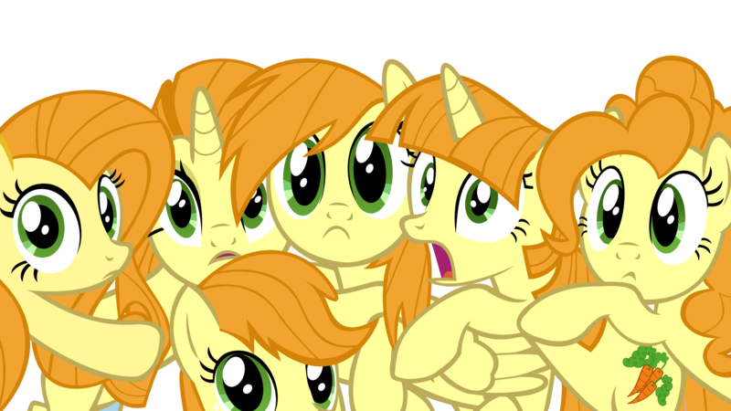 Size: 10000x5623 | Tagged: absurd resolution, alternate hairstyle, applejack, artist:draikjack, carrot top, derpibooru import, fluttershy, golden harvest, mane six, palette swap, pinkie pie, rainbow dash, rarity, safe, simple background, transparent background, twilight sparkle, vector