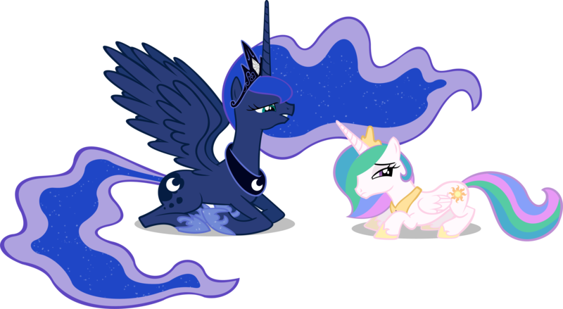 Size: 3945x2165 | Tagged: age swap, artist:draikjack, derpibooru import, princess celestia, princess luna, role reversal, safe, simple background, transparent background, ultimate luna, vector