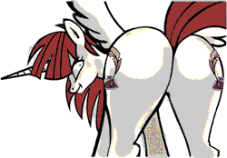 Size: 749x521 | Tagged: artist:johnjoseco, derpibooru import, edit, faustbutt, female, lauren faust, looking back, oc, oc:fausticorn, plot, presenting, solo, solo female, stupid sexy fausticorn, suggestive, unofficial characters only