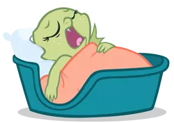Size: 637x451 | Tagged: artist:queencold, baby dragon, basket, derpibooru import, dragon, dragoness, oc, oc:jade, safe, simple background, sleeping, snoring, solo, transparent background, unofficial characters only