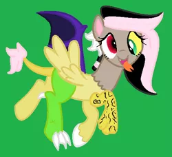 Size: 502x458 | Tagged: chimera, derpibooru import, draconequus, draconequus oc, heterochromia, hybrid, interspecies offspring, oc, oc:unnatural, offspring, parent:discord, parent:fluttershy, parents:discoshy, pony hybrid, safe, solo, unofficial characters only