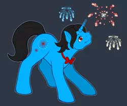 Size: 1200x1000 | Tagged: safe, artist:clemikou, derpibooru import, oc, unofficial characters only, pony, unicorn, bow, bowtie, fireworks, night, solo