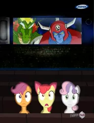 Size: 649x850 | Tagged: apple bloom, cinema, exploitable meme, safe, scootaloo, sweetie belle, theater meme, ultimate muscle