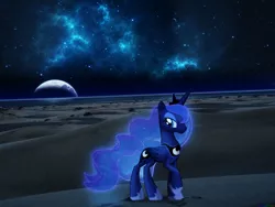 Size: 2560x1920 | Tagged: artist:colorfulbrony, beach, derpibooru import, irl, moon, night, photo, ponies in real life, princess luna, safe, shadow, solo, space, vector