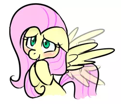 Size: 684x588 | Tagged: safe, artist:jessy, derpibooru import, fluttershy, pegasus, pony, blushing, female, fluttering, mare, simple background, solo, spread wings, white background, wings