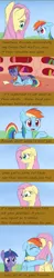 Size: 500x2568 | Tagged: safe, artist:celerypony, derpibooru import, fluttershy, rainbow dash, twilight sparkle, book, comic, crying, eyes closed, floppy ears, hug, looking at you, lying, lying down, open mouth, pouting, prone, sad, smiling, talking, tongue out