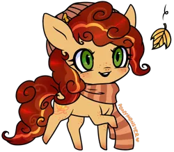 Size: 756x663 | Tagged: safe, artist:ponymonster, derpibooru import, oc, oc:autumn aria, unofficial characters only, earth pony, pony, clothes, hat, leaf, scarf, simple background, solo, transparent background