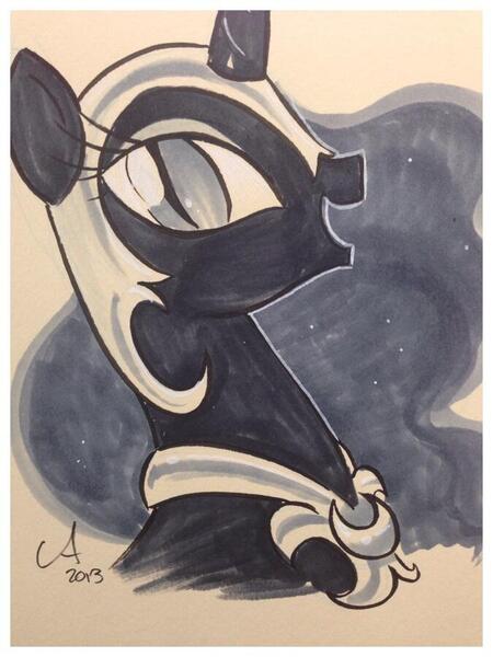 Size: 675x900 | Tagged: artist:amy mebberson, derpibooru import, nightmare moon, safe, solo, traditional art