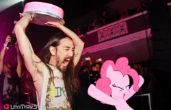 Size: 560x359 | Tagged: safe, derpibooru import, pinkie pie, human, irl, irl human, photo, steve aoki