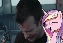 Size: 398x274 | Tagged: cadance laughs at your misery, derpibooru import, exploitable meme, meme, obligatory pony, princess cadance, safe, stephen king, the mist