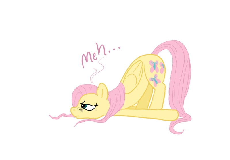 Size: 1250x869 | Tagged: artist:cartoonlion, dejected, derpibooru import, fluttershy, meh, one word, safe, solo