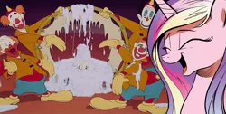 Size: 1005x508 | Tagged: cadance laughs at your misery, clown, derpibooru import, dumbo, exploitable meme, idw, meme, obligatory pony, princess cadance, safe