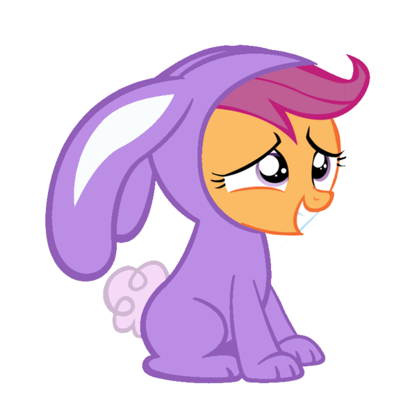 Size: 800x800 | Tagged: artist:jolteongirl, bunny costume, bunnyloo, clothes, cute, cutealoo, derpibooru import, safe, scootaloo, simple background, solo, transparent background, vector