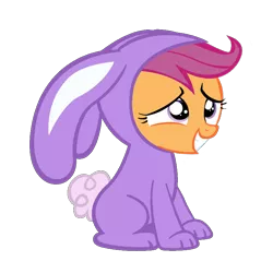 Size: 800x800 | Tagged: artist:jolteongirl, bunny costume, bunnyloo, clothes, cute, cutealoo, derpibooru import, safe, scootaloo, simple background, solo, transparent background, vector
