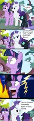 Size: 944x3324 | Tagged: safe, derpibooru import, flash sentry, rarity, twilight sparkle, twilight sparkle (alicorn), oc, oc:nyx, alicorn, pony, comic, dat face, female, mare, mother and daughter, parody, the legend of korra