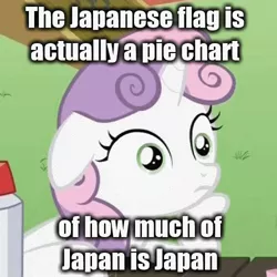 Size: 500x500 | Tagged: safe, derpibooru import, edit, edited screencap, screencap, sweetie belle, ponyville confidential, exploitable meme, image macro, japan, meme, solo, sudden clarity sweetie belle