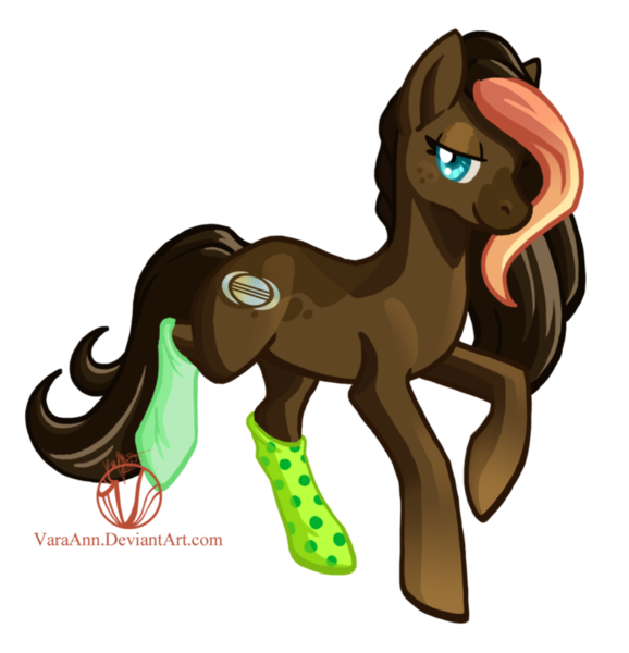 Size: 877x910 | Tagged: safe, artist:varaann, derpibooru import, oc, oc:artistyx, unofficial characters only, earth pony, pony, clothes, socks, solo