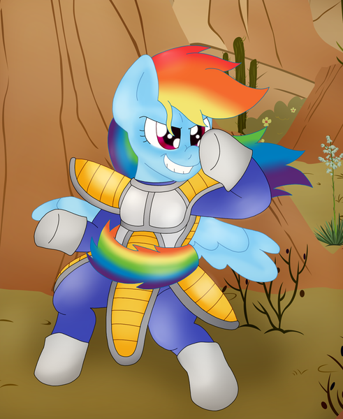 Size: 1800x2200 | Tagged: artist:blackbewhite2k7, crossover, derpibooru import, dragon ball z, parody, rainbow dash, safe, solo, vegeta