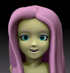 Size: 898x936 | Tagged: safe, artist:harikon, derpibooru import, fluttershy, equestria girls, 3d, barbie, bust, cg, creepy, nightmare fuel, practice, solo, uncanny valley