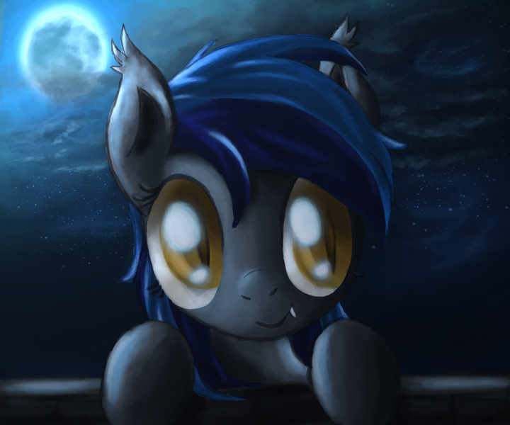 Size: 2100x1750 | Tagged: safe, artist:ardail, derpibooru import, oc, oc:echo, unofficial characters only, bat pony, pony, moon, night, solo