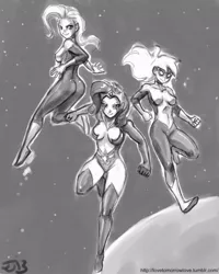 Size: 680x850 | Tagged: artist:johnjoseco, breasts, crossover, dc comics, derpibooru import, female, females only, grayscale, green lantern, green lantern corps, human, humanized, monochrome, power ring, rainbow dash, rarity, ring, sinestro, sinestro corps, star sapphire, suggestive, superhero, trixie