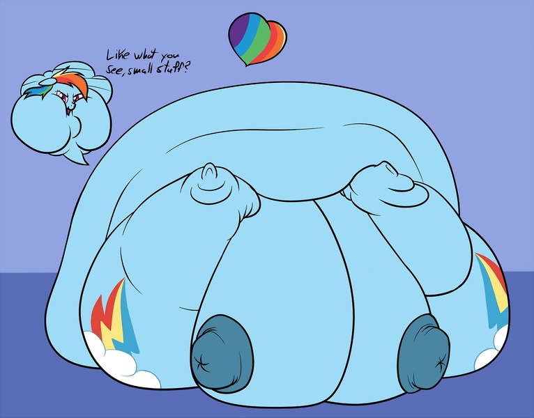 Size: 1280x1003 | Tagged: questionable, artist:calorie, derpibooru import, rainbow dash, pegasus, pony, big nipples, blob, blob ponies, blobface, both cutie marks, chubby cheeks, crotch cleavage, crotchboobs, double chin, fat, female, heart, immobile, impossibly large, impossibly large belly, impossibly large butt, impossibly large crotchboobs, impossibly wide hips, morbidly obese, nipples, nudity, obese, on back, plot, rainblob dash, rainbutt dash, solo, solo female, wide hips