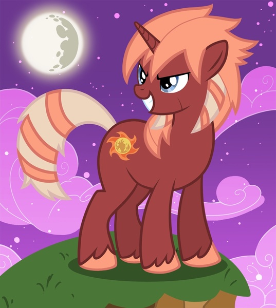 Size: 1000x1118 | Tagged: safe, artist:hiina, derpibooru import, ponified, hengstwolf, pony, unicorn, werewolf, cutie mark, garshya wolfein, inazuma eleven, inazuma eleven go, inazuma eleven go chrono stone, moon, solo