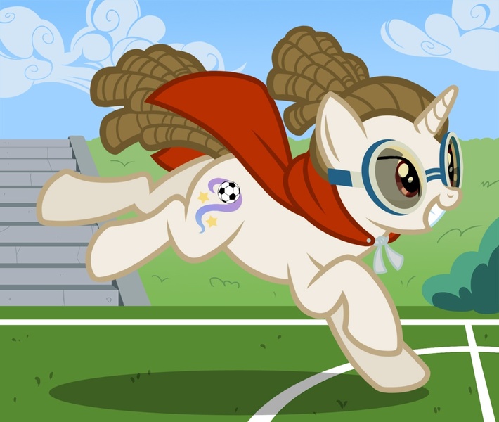 Size: 1000x845 | Tagged: safe, artist:hiina, derpibooru import, ponified, pony, unicorn, cape, clothes, cutie mark, dreadlocks, football, goggles, inazuma eleven, kidou yuuto, solo, stars