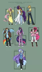 Size: 684x1168 | Tagged: applejack, artist:liliy, cape, clothes, colored skin, dark skin, derpibooru import, eared humanization, fluttershy, goggles, hat, horned humanization, human, humanized, light skin, mane six, moderate dark skin, pinkie pie, rainbow dash, rarity, safe, tailed humanization, trixie, trixie's cape, trixie's hat, twilight sparkle, winged humanization