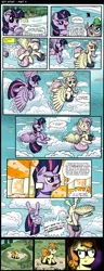 Size: 2000x5190 | Tagged: safe, artist:gray--day, derpibooru import, carrot top, fluttershy, golden harvest, spike, twilight sparkle, twilight sparkle (alicorn), alicorn, pony, comic:hot stuff, chilli, comic, female, food, just as planned, mare, me gusta, ponies eating meat, upside down