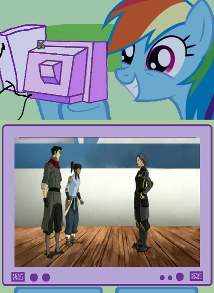 Size: 563x771 | Tagged: derpibooru import, exploitable meme, korra, lin beifong, mako, meme, obligatory pony, rainbow dash, safe, the legend of korra, tv meme