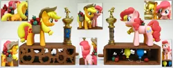 Size: 1024x404 | Tagged: applejack, artist:renegadecow, automaton, craft, custom, pinkie pie, safe, sculpture, trophy, woodwork