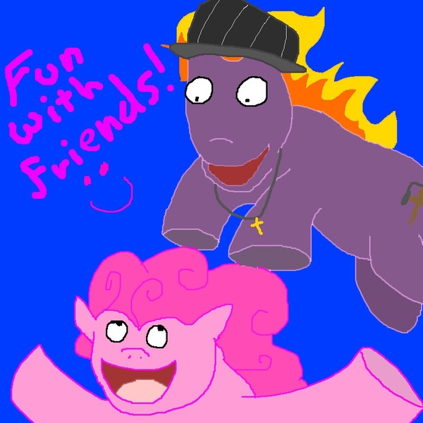 Size: 800x800 | Tagged: questionable, artist:pewdie-pinkiepie, derpibooru import, pinkie pie, oc, oc:clarance, 4chan, canon x oc, clarence, cross, duo, /mlp/, ms paint, wat