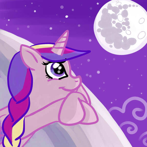 Size: 1000x1000 | Tagged: artist:kuromi, ask, derpibooru import, mare in the moon, moon, princess cadance, safe, solo, teen princess cadance, tumblr