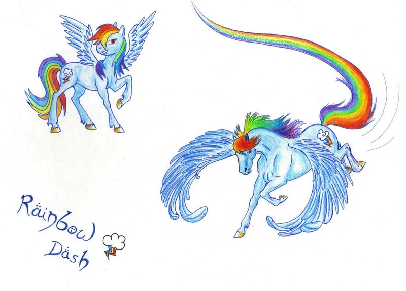 Size: 1500x1078 | Tagged: artist:naur-ithir, derpibooru import, rainbow dash, realistic, safe, solo, traditional art