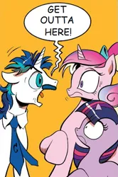 Size: 365x549 | Tagged: butt ball, derpibooru import, exploitable meme, game grumps, idw, meme, moustache, mr. wilson, princess cadance, safe, screaming armor, shining armor, spoiler:comic, twilight sparkle