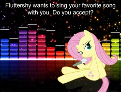 Size: 872x665 | Tagged: artist needed, bronybait, derpibooru import, fluttershy, innocence.mov, microphone, pose, safe, solo, vector